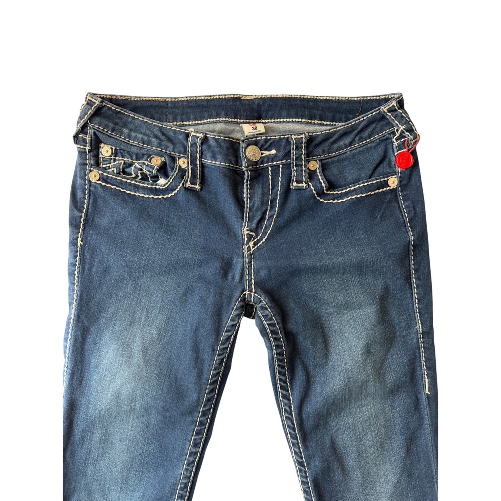 True Religion Section Skinny Jeans Dark Wash White Super T Stitching Womens 30 - Picture 2 of 13